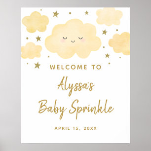 Poster Nuage doré rêveur étoiles bébé Sprinkle Bienvenue