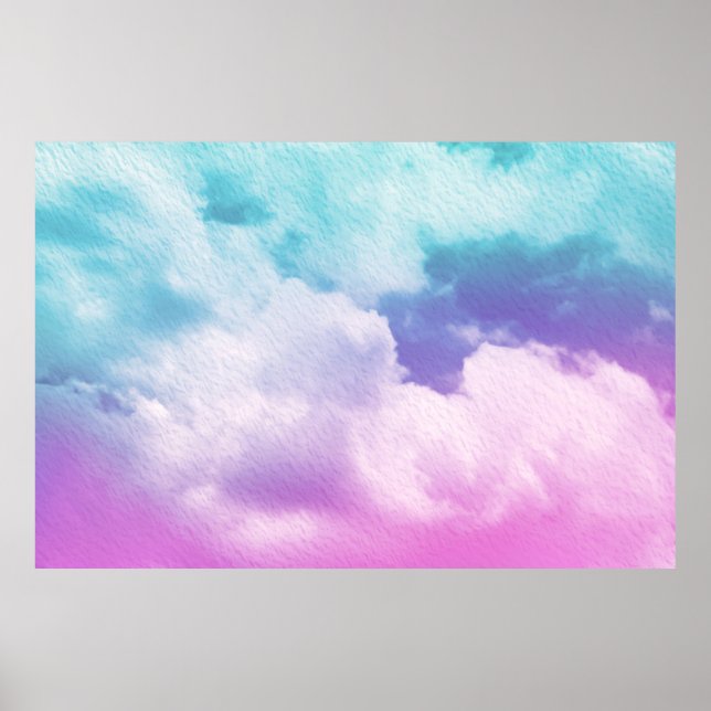 Poster nuage doux fantastique avec couleur dégradé pastel (Devant)