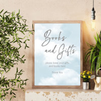 Nuage neuf pastel gris livres et cadeaux signe de