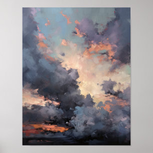 Poster Nuages à Dawn Peinture Art Imprimer l'affiche