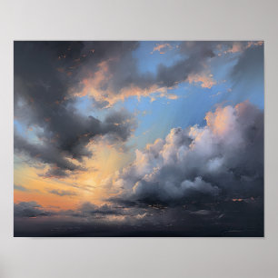 Poster Nuages à Dawn Peinture Art Imprimer l'affiche