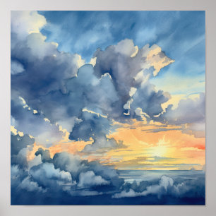 Poster Nuages à Dawn Peinture Art Imprimer l'affiche
