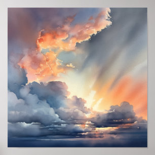 Poster Nuages à Dawn Peinture Art Imprimer l'affiche