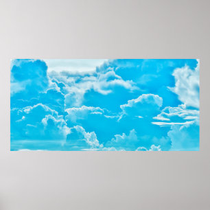 Poster nuages blancs et ciel bleu vif arrière - plan, pan