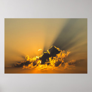 Poster Nuages, ciel et coucher de soleil jaune
