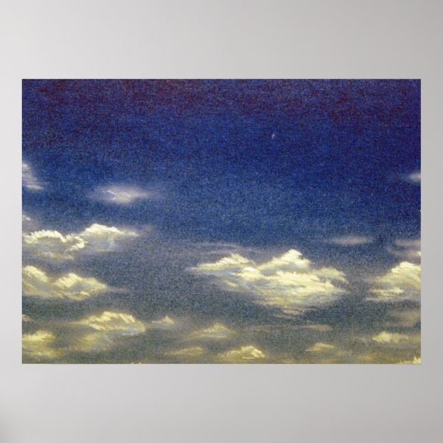 Poster Nuages de coton dans le ciel bleu (Devant)