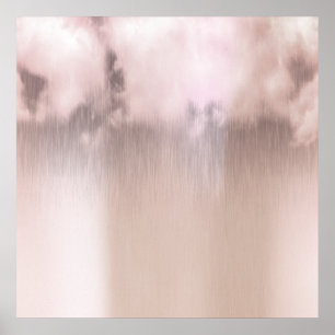 Poster Nuages de jour pluvieux Rose Rose Or Blanc