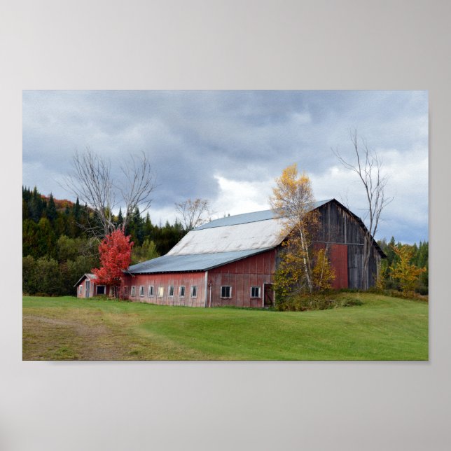 Poster Nuages de tempête sur la grange du Vermont (Devant)