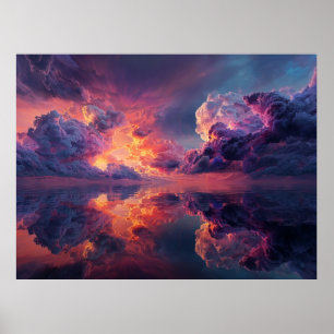 Poster Nuages Dramatiques Surréalistes Avec Coucher de So