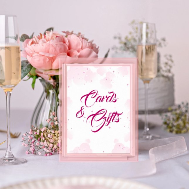 Poster Nuages et étoiles de Fée rose Cartes et cadeaux (Créateur téléchargé)