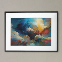 Nuages modernes Art Abstrait Rouge Bleu gras Coule