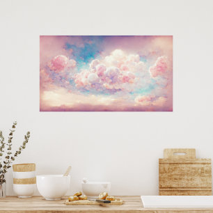 Poster Nuages Pastel Rose Cloudscape Art