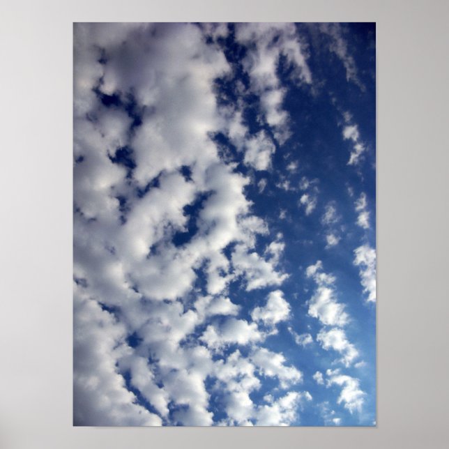 Poster Nuages Puffy Sur Ciel Bleu (Devant)