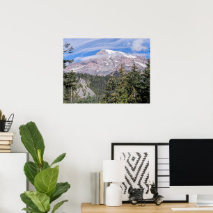 Poster Nuages sur le paysage panoramique du mont Rainier
