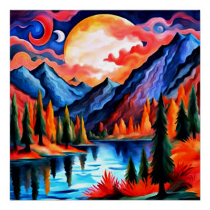 Poster Nuages traversant la lune