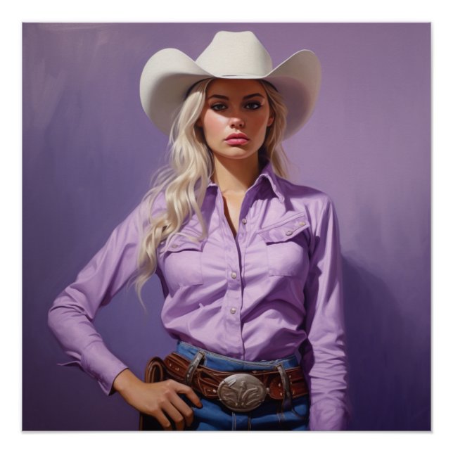 Poster Nuances de lavande : Cowgirl Wall Art (Devant)