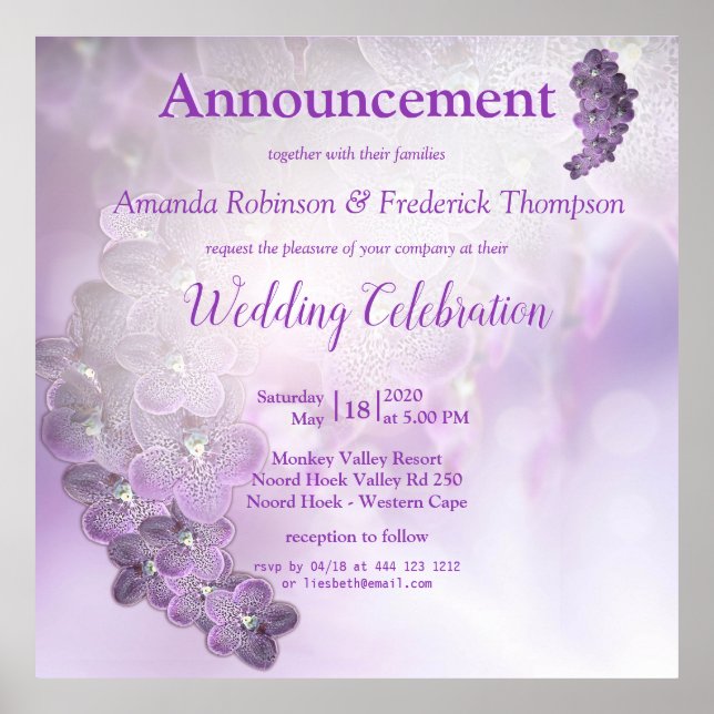 Poster Nuances de violettes Orchidées violettes (Devant)