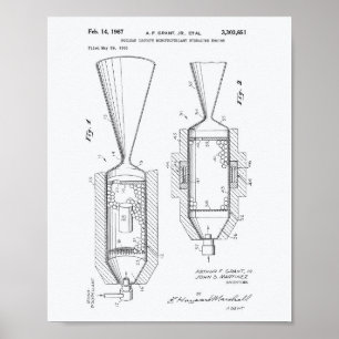 Poster Nucléaire Moteur isotopique 1963 Brevet Art Livre 