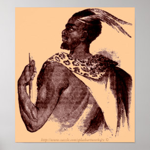 Poster Nuer Chef -1850-Ethiopian Africain dans la bataill