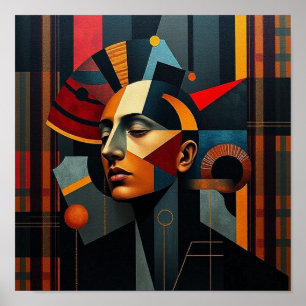 Poster NUES Cubiste Tartan Abstrait 2