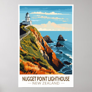 Poster Nugget Point Lighthouse Nouvelle-Zélande Voyage Vi