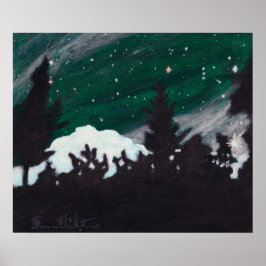 Poster Nuit À feuillage persistant ventée :