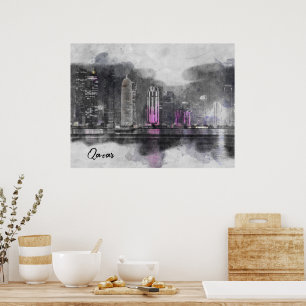 Poster Nuit aquarelle Qatar