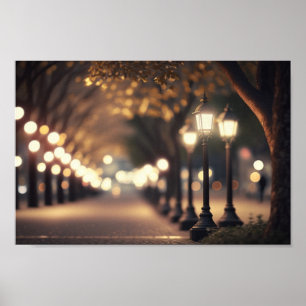 Poster Nuit au Park avec éclairage Bokeh