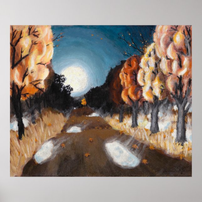 Poster Nuit d'automne illuminée par la Lune : 24x20 (Devant)