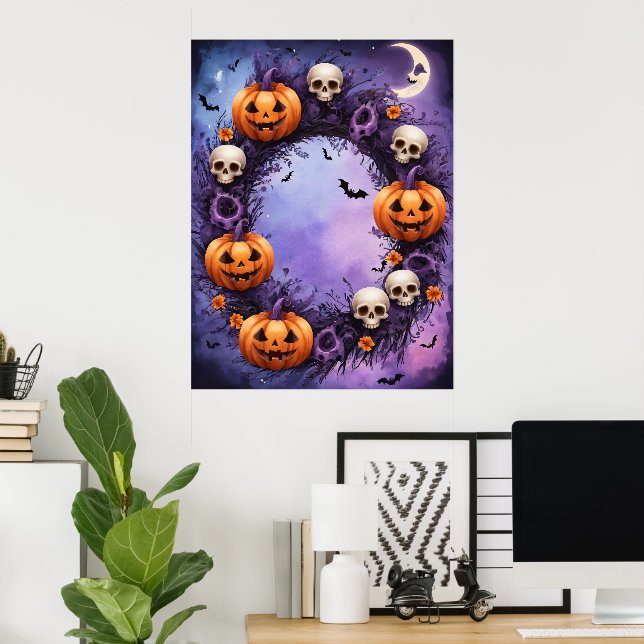 Poster Nuit d'Halloween enchantée (Bureau à domicile)