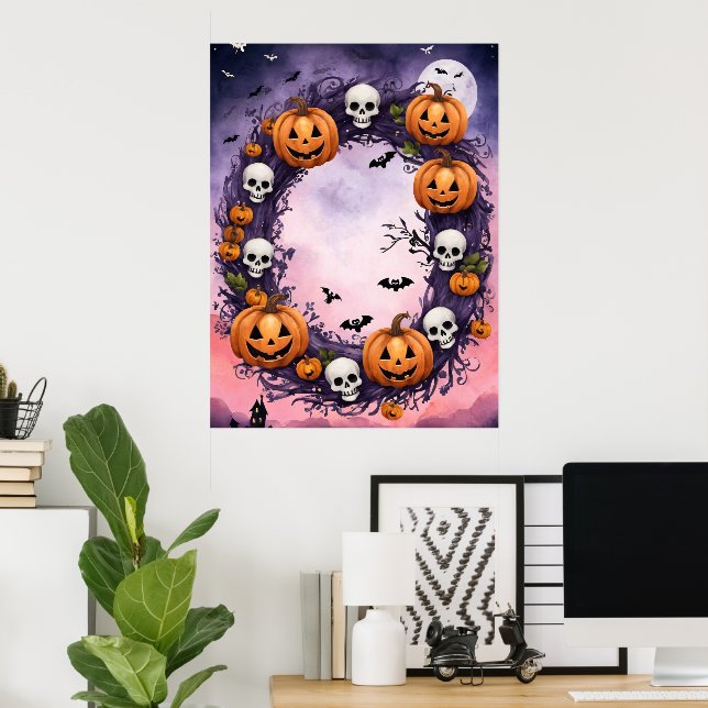 Poster Nuit d'Halloween enchantée (Bureau à domicile)