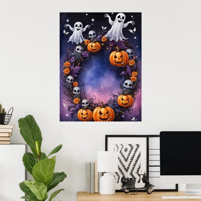 Poster Nuit d'Halloween enchantée (Bureau à domicile)