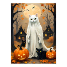 Nuit d'Halloween Whimsical - Chat Ghosts
