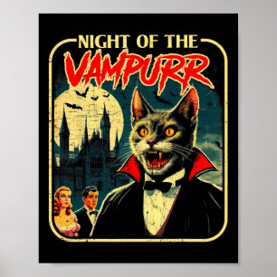 Poster Nuit Du Vampurr Drôle Chat Halloween