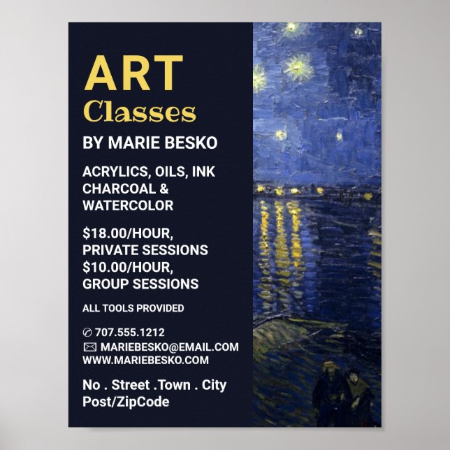 Poster Nuit Étoile Sur Le Rhône, Cours D'Art (Devant)