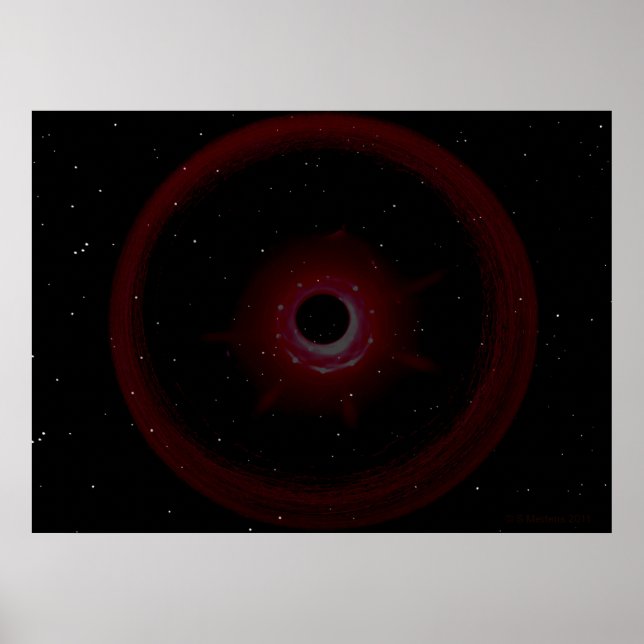 Poster Nuit étoilée à travers un trou noir (Devant)