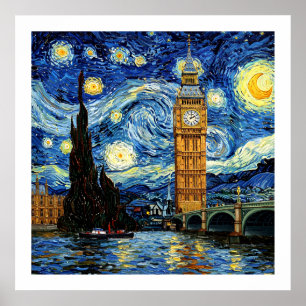 Poster Nuit étoilée Big Ben Londres Angleterre