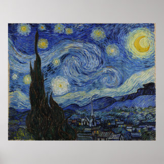 Poster Nuit étoilée de Van Gogh Ciel bleu tourbillonnant 