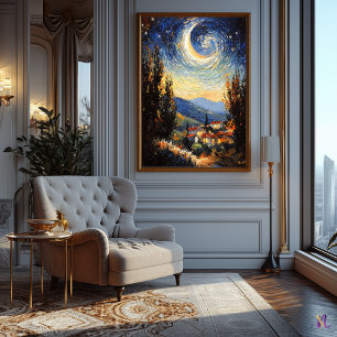 Poster Nuit étoilée inspirée de l'impressionnisme