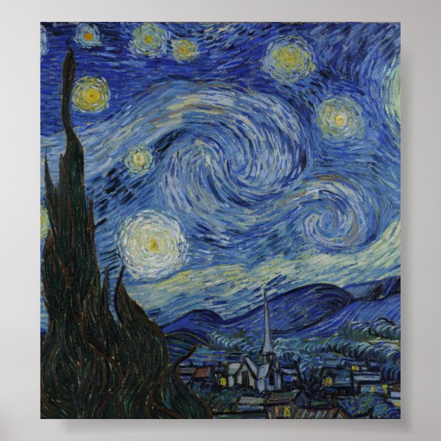 Poster Nuit étoilée par Vincent Van Gogh (Devant)