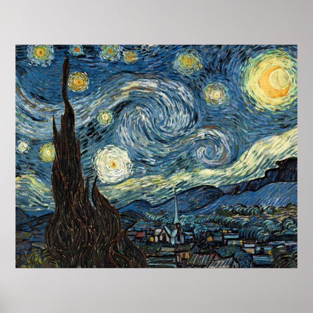 Poster Nuit étoilée par Vincent van Gogh (Devant)