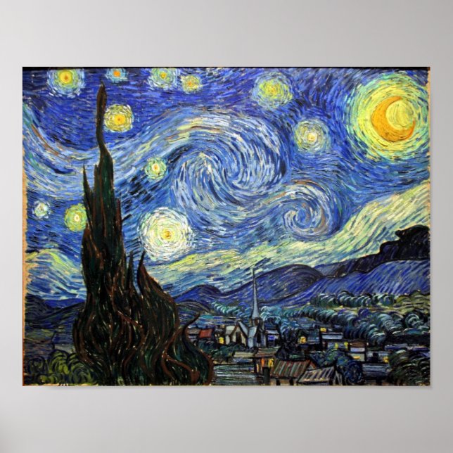 Poster Nuit étoilée Par Vincent Van Gogh 1889 (Devant)