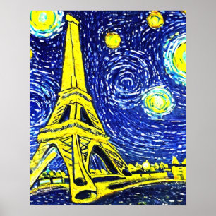 Poster Nuit étoilée Paris France