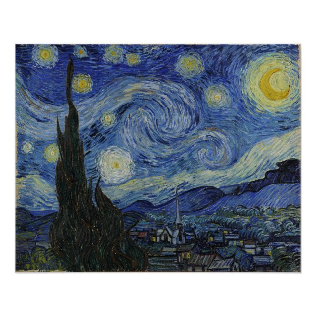 Poster Nuit étoilée, peinture à l'huile, Vincent Van Gogh (Devant)