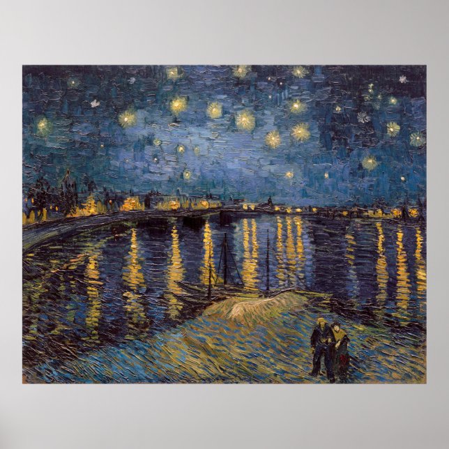 Poster Nuit étoilée sur le Rhône par Vincent Van Gogh (Devant)
