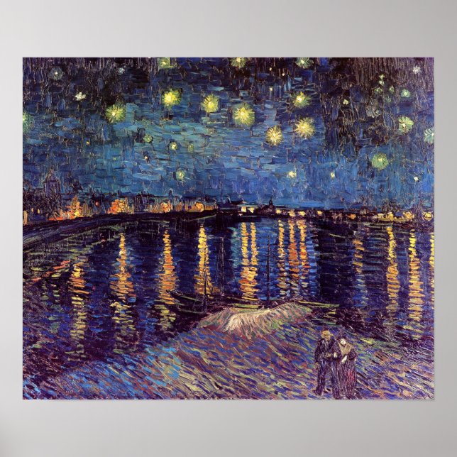 Poster Nuit étoilée sur le Rhône - Van Gogh (Devant)