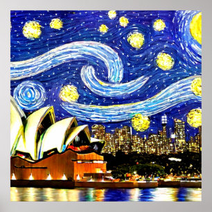 Poster Nuit étoilée Sydney Australie Opéra de Sydney