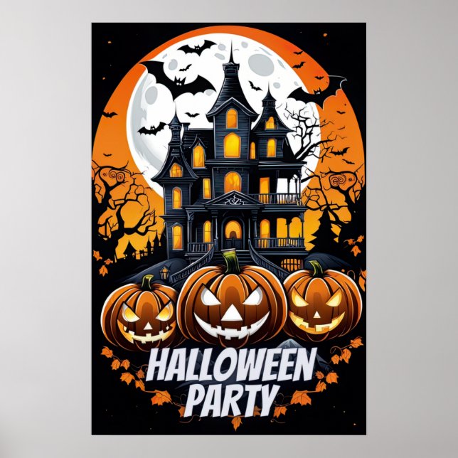 Poster Nuit hantée, fête d'Halloween (Devant)
