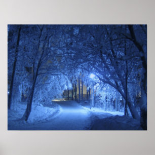 Poster Nuit hivernale neige