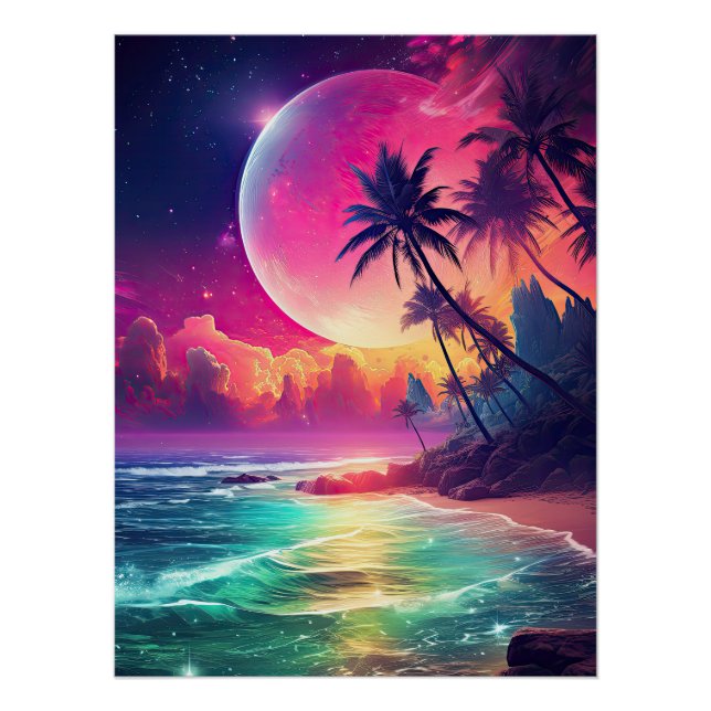 Poster Nuit Imaginaire colorée (Devant)